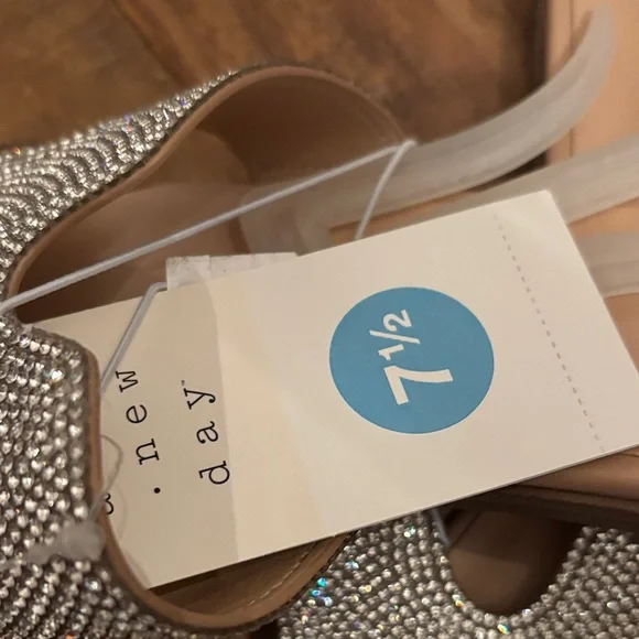 a new day Silver Rhinestone Slide Sandals with Nude Footbed - Picture 3 of 4